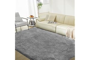 FAIRBLINK Ultra Soft Rug for Living Room, 9X12 Fluffy Shag Area Rug for Bedroom, Modern Shaggy Carpets Fuzzy Rug for Teens Dorm Nursery Home Decor Aesthetic, Upgrade Anti-Skid Durable, Grey