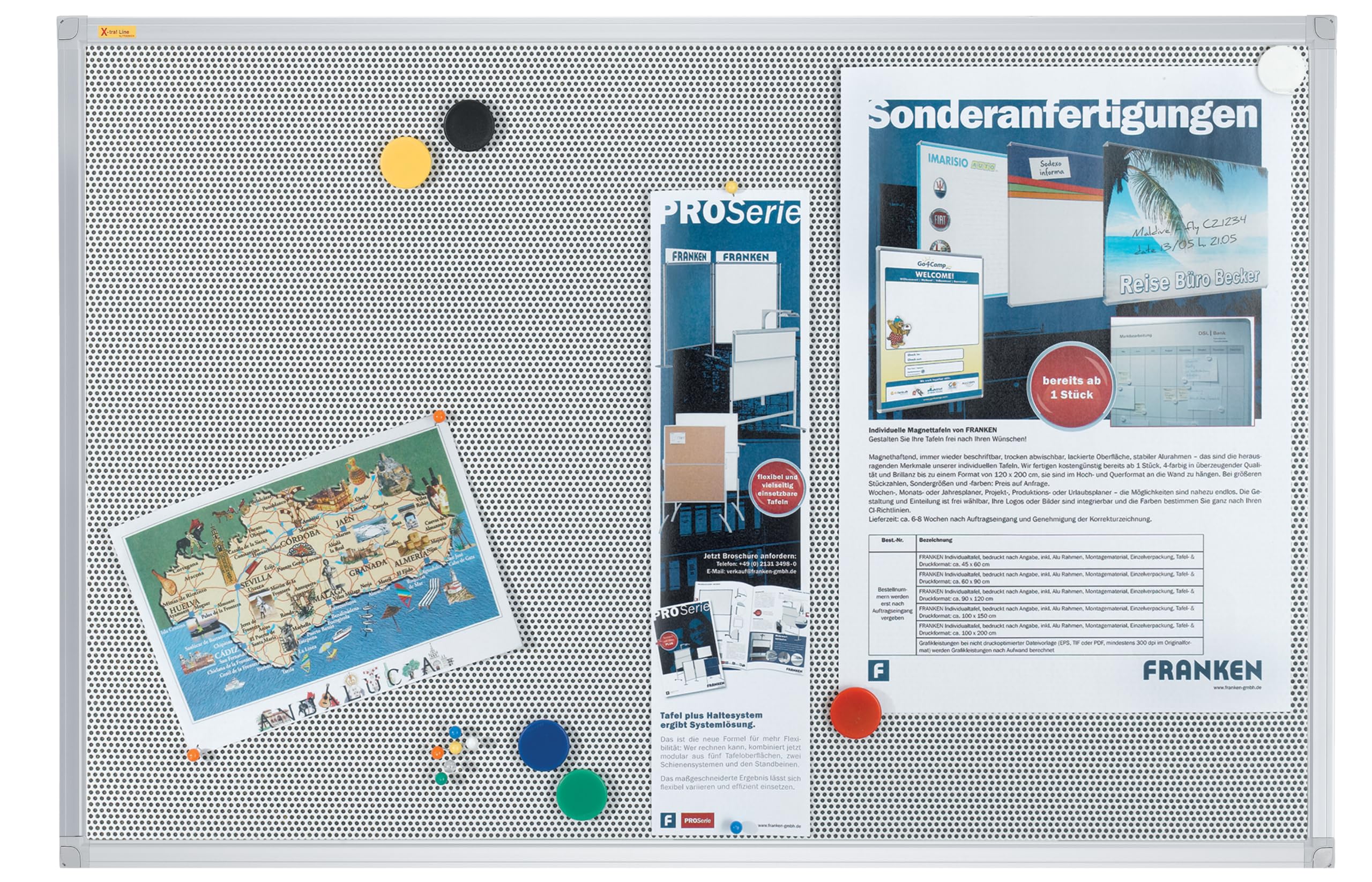 Franken PM3602 Textile Pin and Magnet, 90 x 60 cm Grey 60 x 45 cm Grey