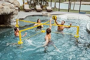 CROSSNET H2O Volleyball Pool Game - Four Square Net - Quick Assemble & Portable - Perfect Pool Toys for All Families W/Accessories