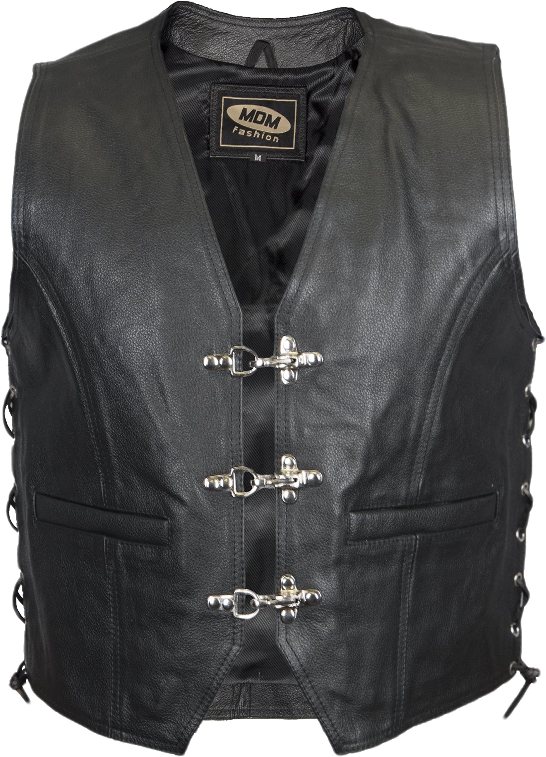 Mens Leather Motorcycle Biker Waistcoat