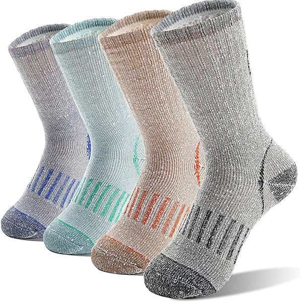 thumbnail image 2 of Bas Merino Enfant Buy Sandsuced 4 Pairs Kids Merino Wool Hiking Socks Girls Boys Teen Winter Thermal Cozy Warm Thick Cushion Boot Socks Toddler Merino Wool Socks 2 of 13
