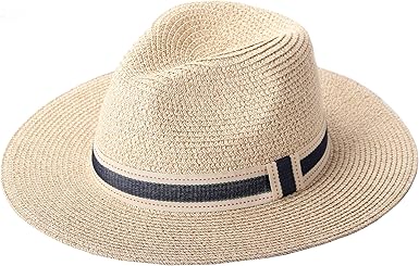 RIONA Womens Summer Straw Sun Visor Beach Straw Sun Hats Wide Brim UPF 50+