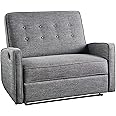 GDFStudio Christopher Knight Home Calliope Buttoned Fabric Reclining Loveseat, Grey / Black