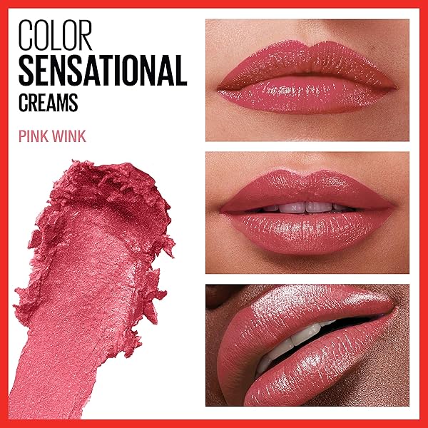 MAYBELLINE COLOR SENSATIONAL LIPSTICK, LIP MAKEUP, CREAM FINISH, HYDRATING LIPSTICK, PINK WINK, CORAL PINK ,1 COUNT