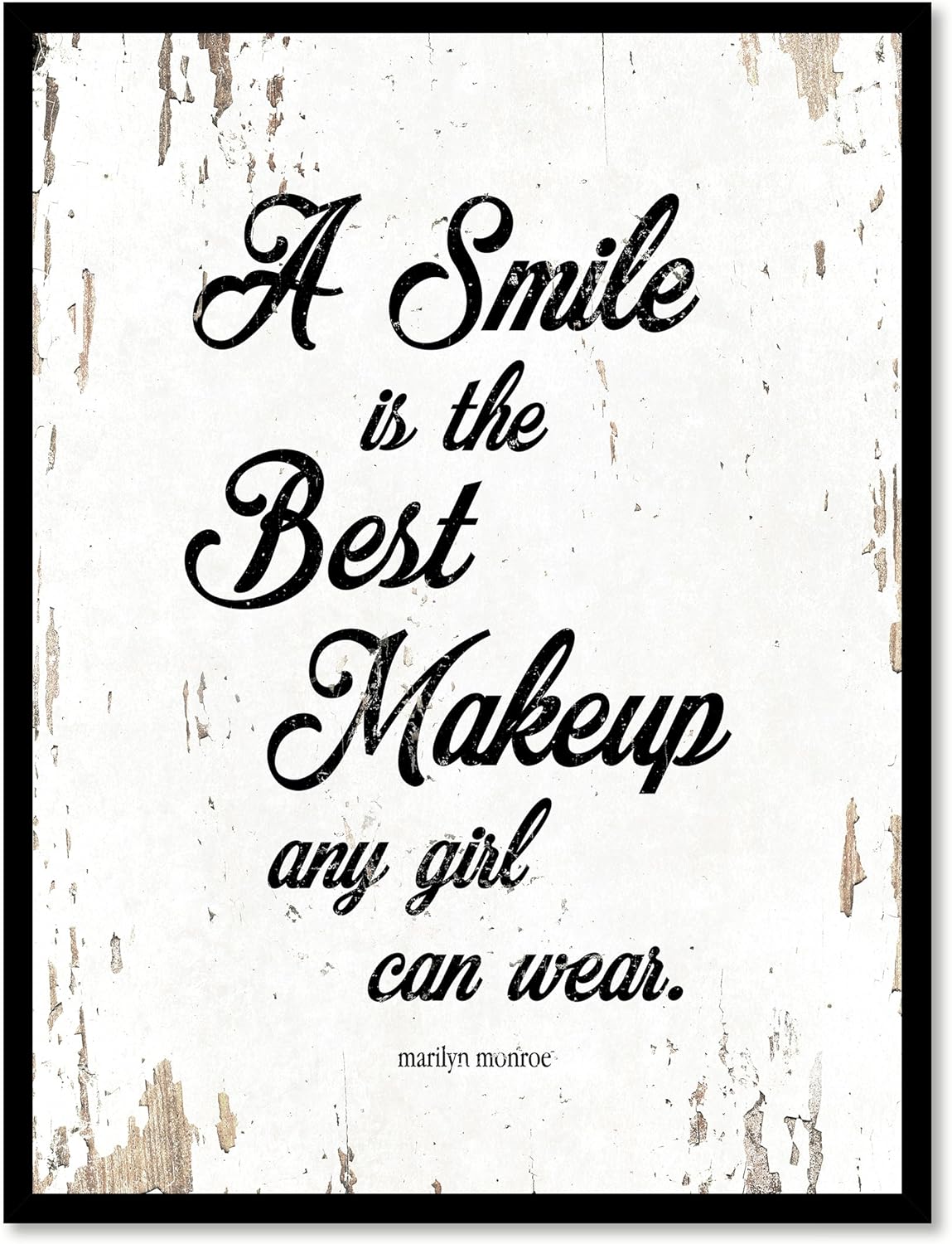 SpotColorArt A Smile is The Best Makeup Any Girl Can Wear Handcrafted Canvas Print, 7" x 9", White