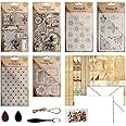 Desecraft Vintage Rubber Stamp Set Art Stencil Ink Die Cut Sets Card Making Stamper Card Kit for Adults Women Painting