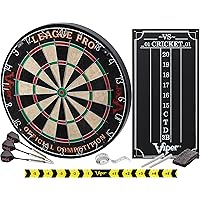 Viper League Pro Regulation Bristle Steel Tip Dartboard Starter Set with Staple-Free Bullseye, Radial Spider Wire, High-Grade