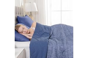 Syalife Cooling Comforter Queen Size, Cooling and Warm Summer Comforter with Japanese Q-Max 0.45 Cooling Fiber, All Season Cotton Blanket Lightweight Comforter (Navy Blue, 90"x90")