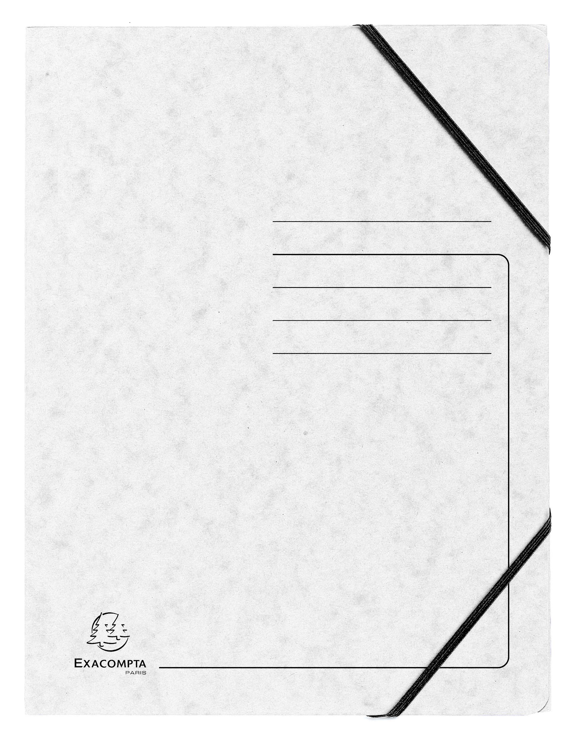 Exacompta - Ref 555406E - Elasticated Folder - 240 x 320mm in Size, Suitable for Holding A4 Documents, 355gsm Mottled Pressboard, Elasticated Straps - White (Pack of 5)