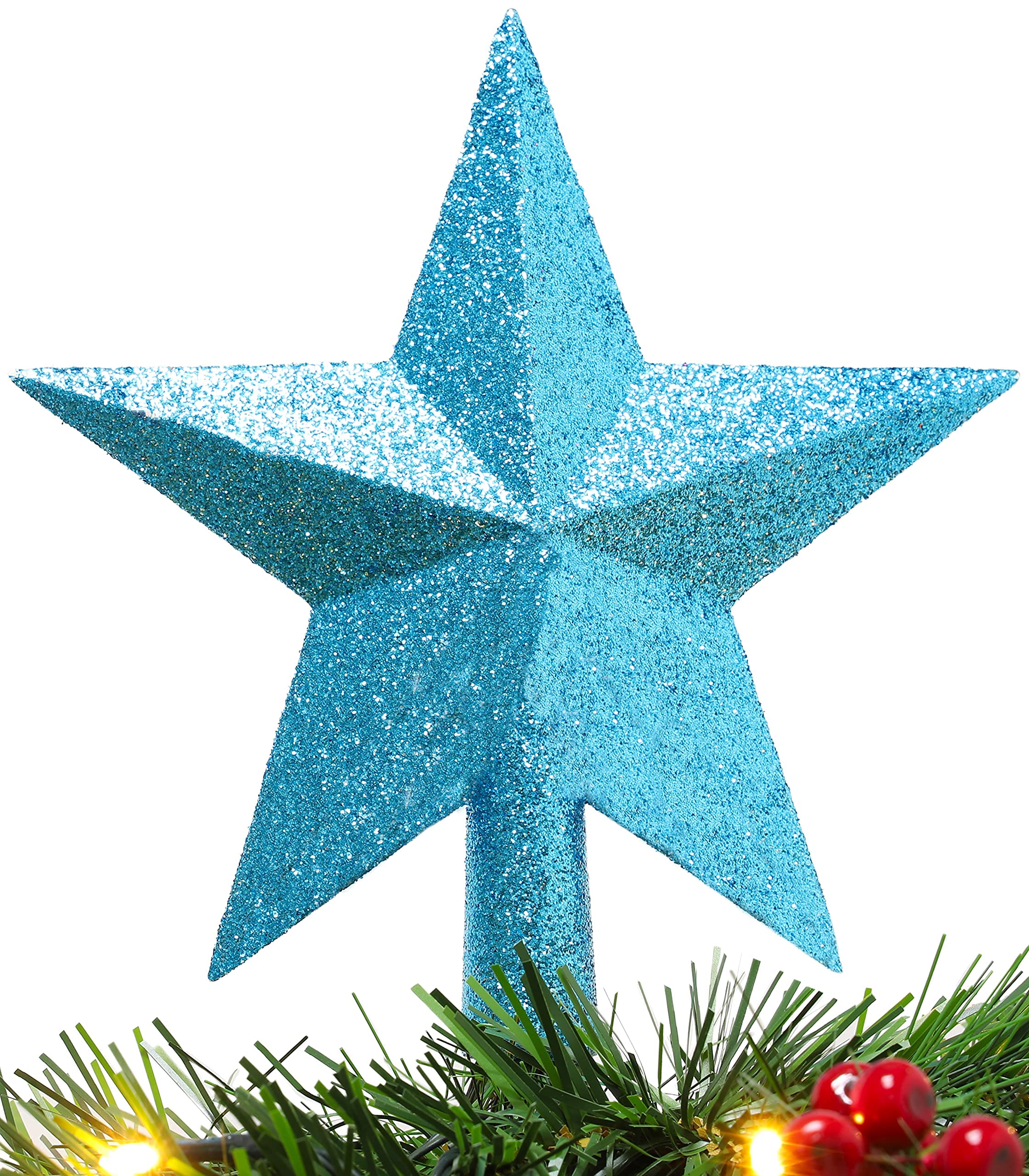 Christmas Concepts® 200mm (8") Glitter Tree Top Star Decoration – Christmas Tree Topper (Turquoise)