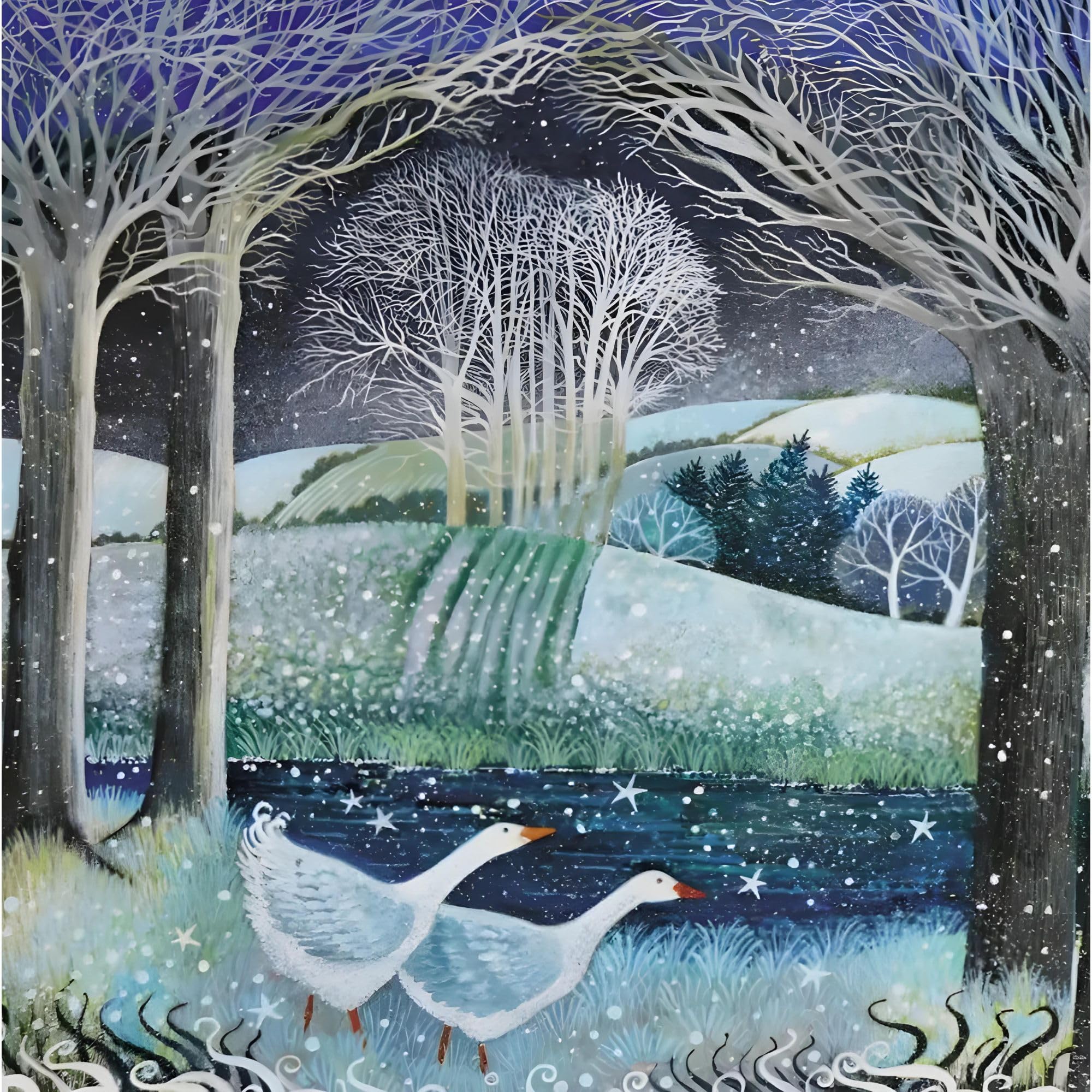 GBCC Charity Christmas Cards Pack of 10 - Festive Geese in the Snow - Premium Greeting Cards Multipack with Envelopes - Supporting UK Charities