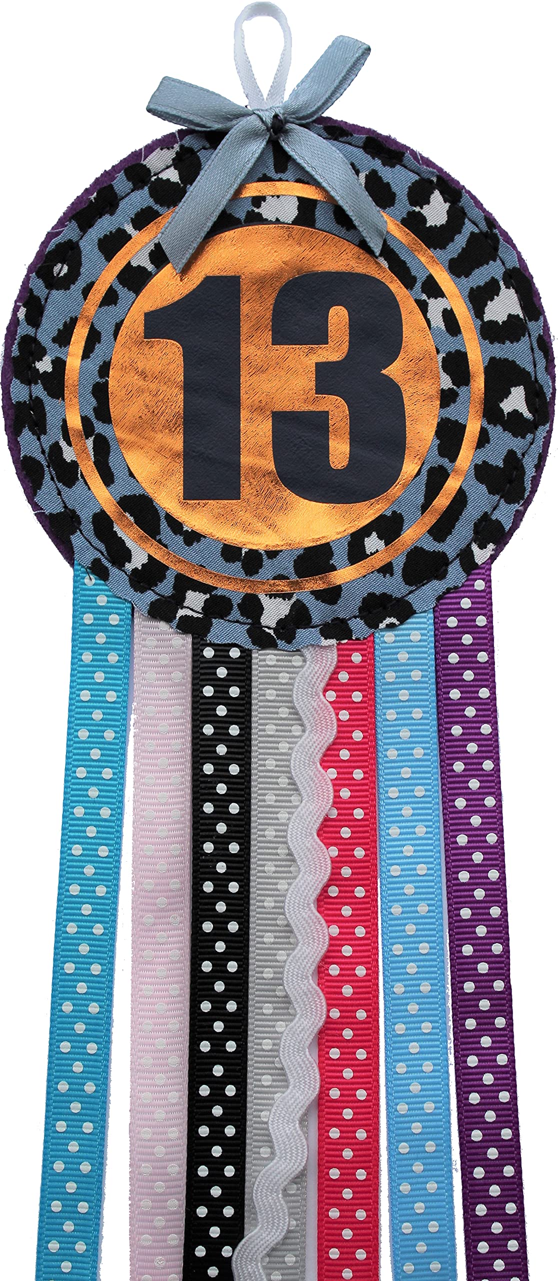 Ditsy Rosettes Leopard Birthday Rosette Badge - Teenage, Age 10, 11, 12, 13, 14, 15, 16 - Perfect Party Gift card – Birthday Boy, Girl, Teen (Age 13)
