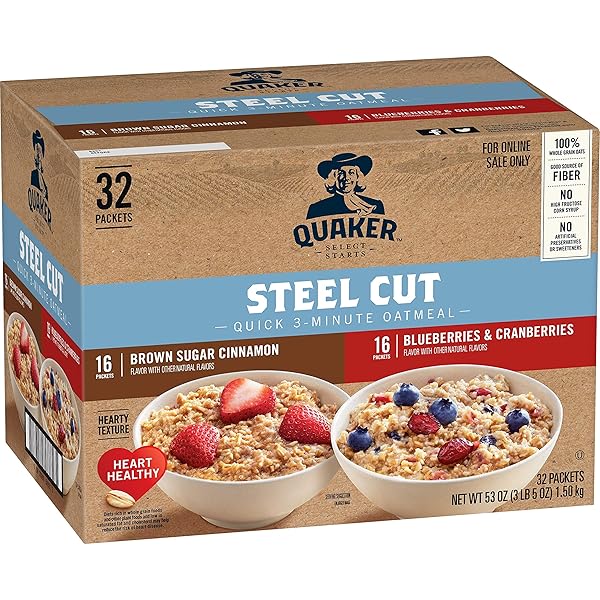 QUAKER STEEL CUT QUICK 3-MINUTE OATMEAL, 2 FLAVOR...