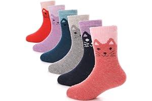 ANTSANG Kids Merino Wool Hiking Socks for Toddlers Boys Girls Warm Thick Thermal Crew Boot Heavy Cozy Gift Socks 6 Pairs