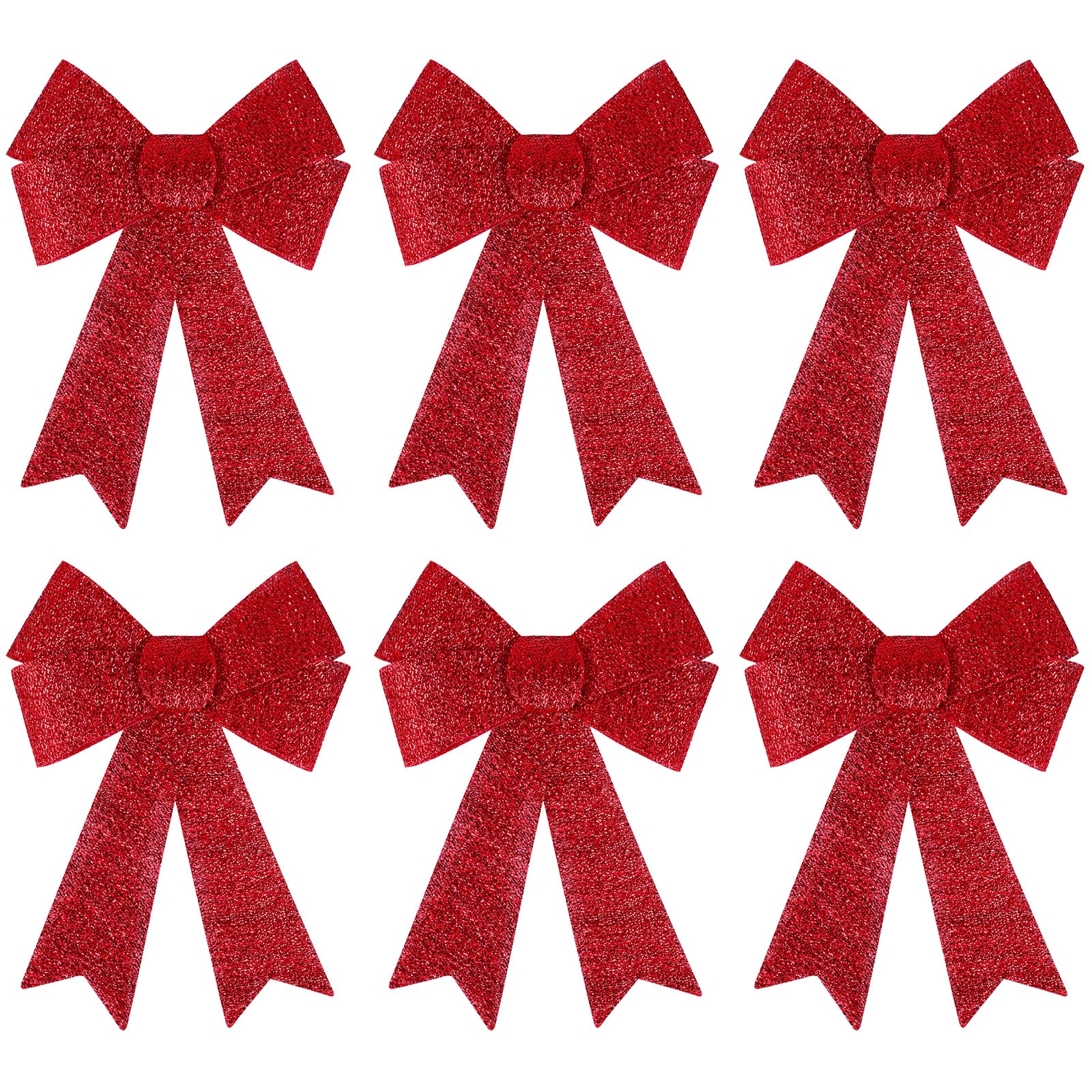 MCEAST 6 Pack Christmas Wreath Bow 9 x 12 Inches Red Bows Christmas Tree Bows Xmas Bows Decoration for Indoor and Outdoor (Red)