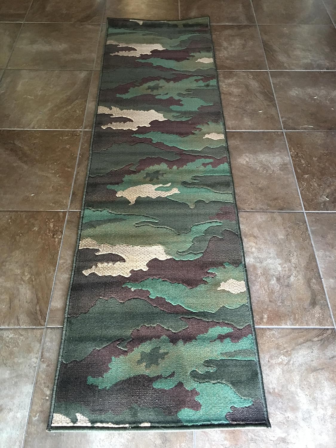 Tradition Camouflage Military Style Runner Area Rug Design