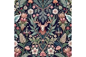 Deer Peel and Stick Wallpaper Nature Plant Wallpaper 17.3" x 120" Vintage Contact Paper Dark Green Self Adhesive Removable Wa