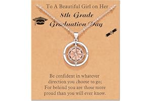 Shonyin Graduation Gifts for Her 8th 6th 5th Grade Rotate Compass Necklace for Women Girls, Sobriety, Inspirational Gifts for Best Friends Students Granddaughter Daughter