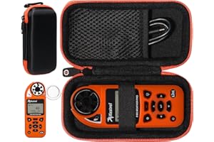 GETGEAR Weather Meter Case for Kestrel Weather Meter Compatible with Kestrel Elite, 5700/ 5700X, 5200, 5100, 5500, 2700, 3500, 3000, 3550, 2500, 1000 (Black with Orange Zipper)