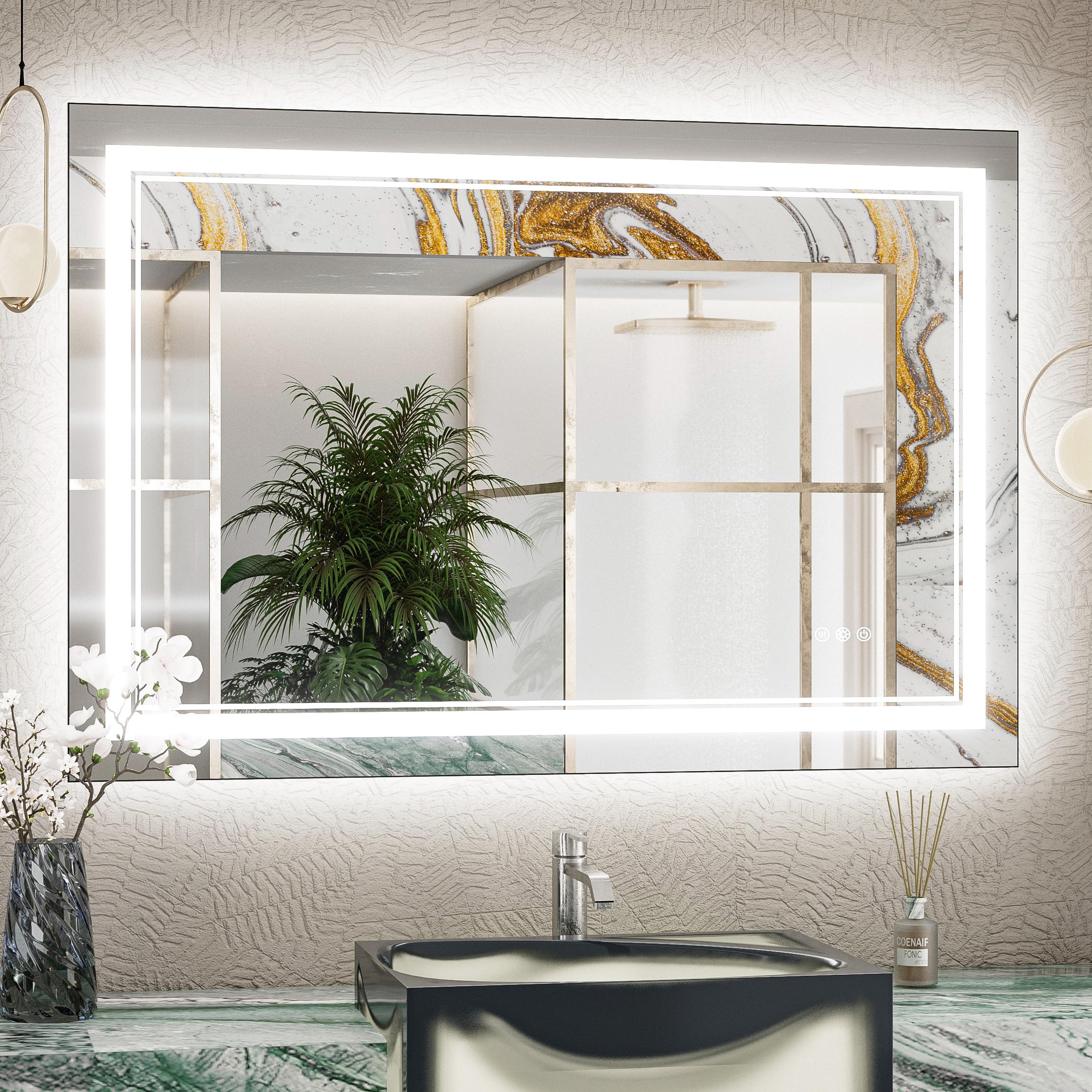 TokeShimi 40x24 Bathroom Mirror with Lights,Bathroom Led Mirror Anti ...