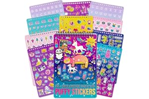 Fashion Angels 500+ Puffy Sticker Book - 30 Pages of Cute Stickers for Kids, Puffy Unicorn Stickers, Tween Girl Aesthetic 3D Sticker Book - Easy to Peel and Stick - Ages 8 and Up