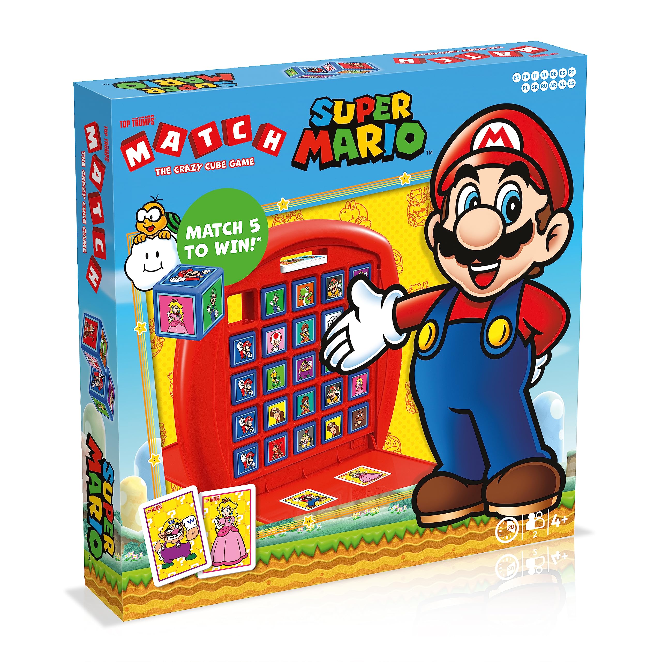 Top Trumps Super Mario Match The Crazy Cube Game Travel Board Game, Multilingual, 15 Characters including Mario, Luigi and Princess Peach, for Ages 4 plus