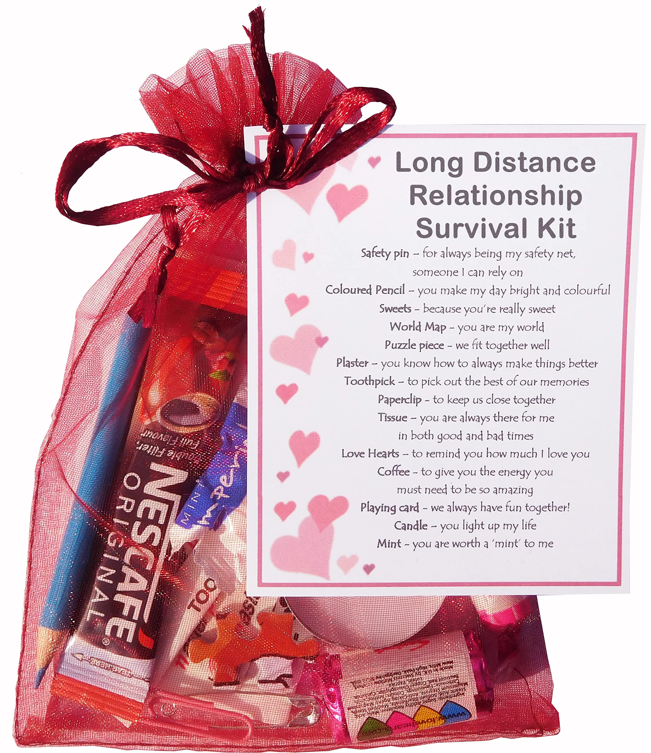 SMILE GIFTS UK Long Distance Relationship Survival Kit Gift (Great novelty present for Girlfriend or Boyfriend for Valentines, Birthday, Christmas, Anniversary or just because...)