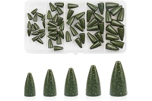 Bullet Fishing Sinkers Bass Fishing Weights Kit, 60pcs Worm Fishing Slip Weights Painted Pitching Flipping Weight Worm Weight