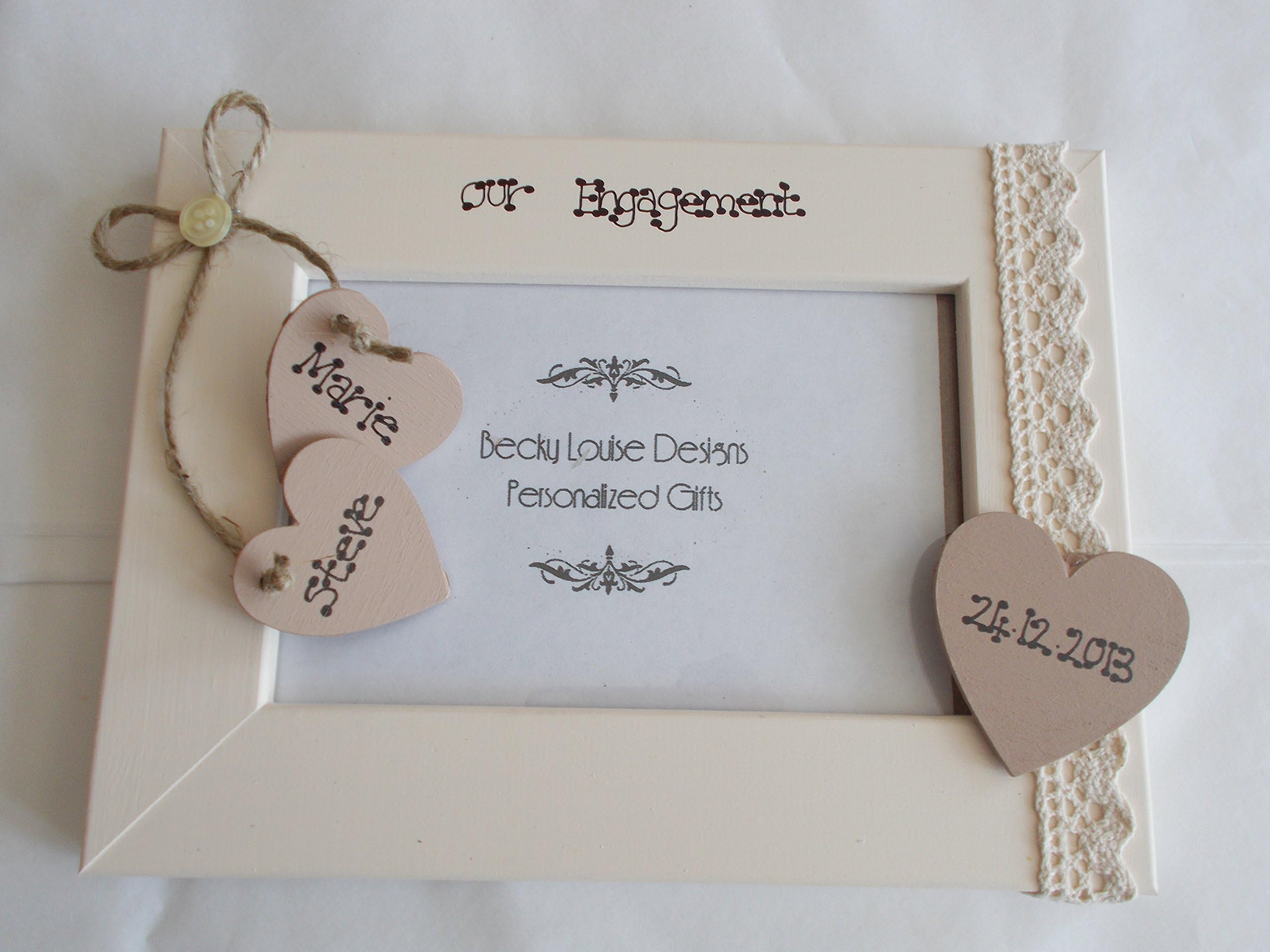 Personalised Handmade Engagement Wooden Photo Frame Gift