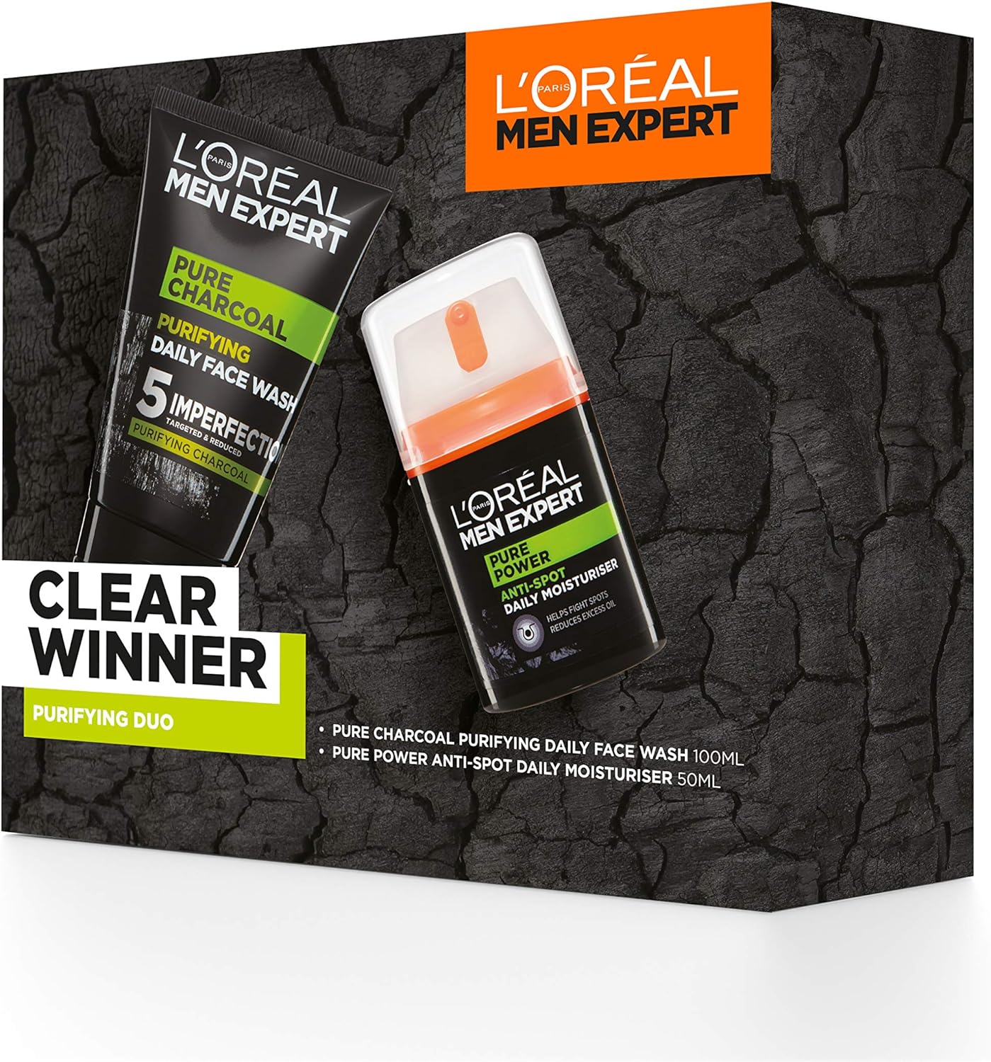 L'Oreal Men Expert Gift Set for Men, Clear Winner Purifying 2 Piece
