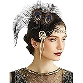 BABEYOND 1920s Flapper Headpiece Headband - Roaring 20s Great Gatsby Feather Headband 1920s Flapper Gatsby Accessories