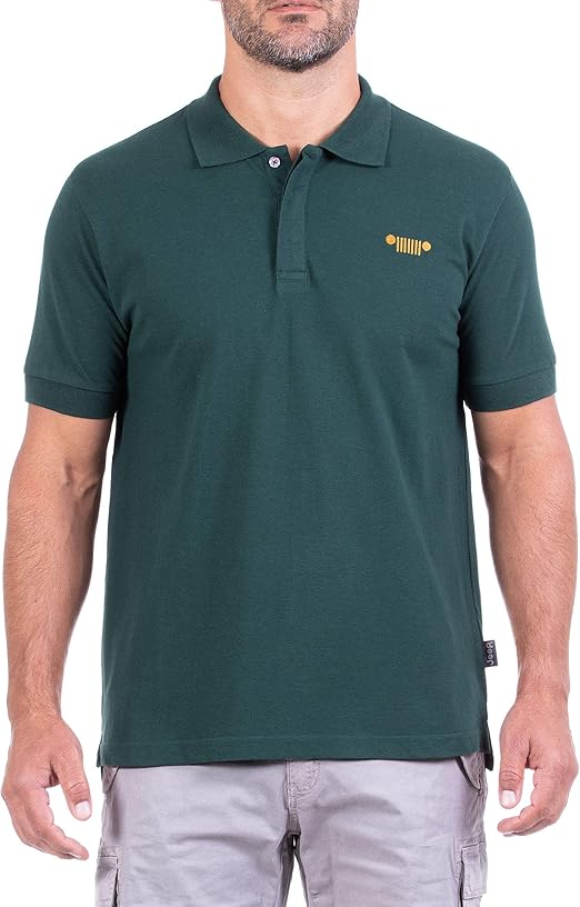Jeep Men's Polo Shirt with Grid Embroidery 7 Bars Iconic Calender
