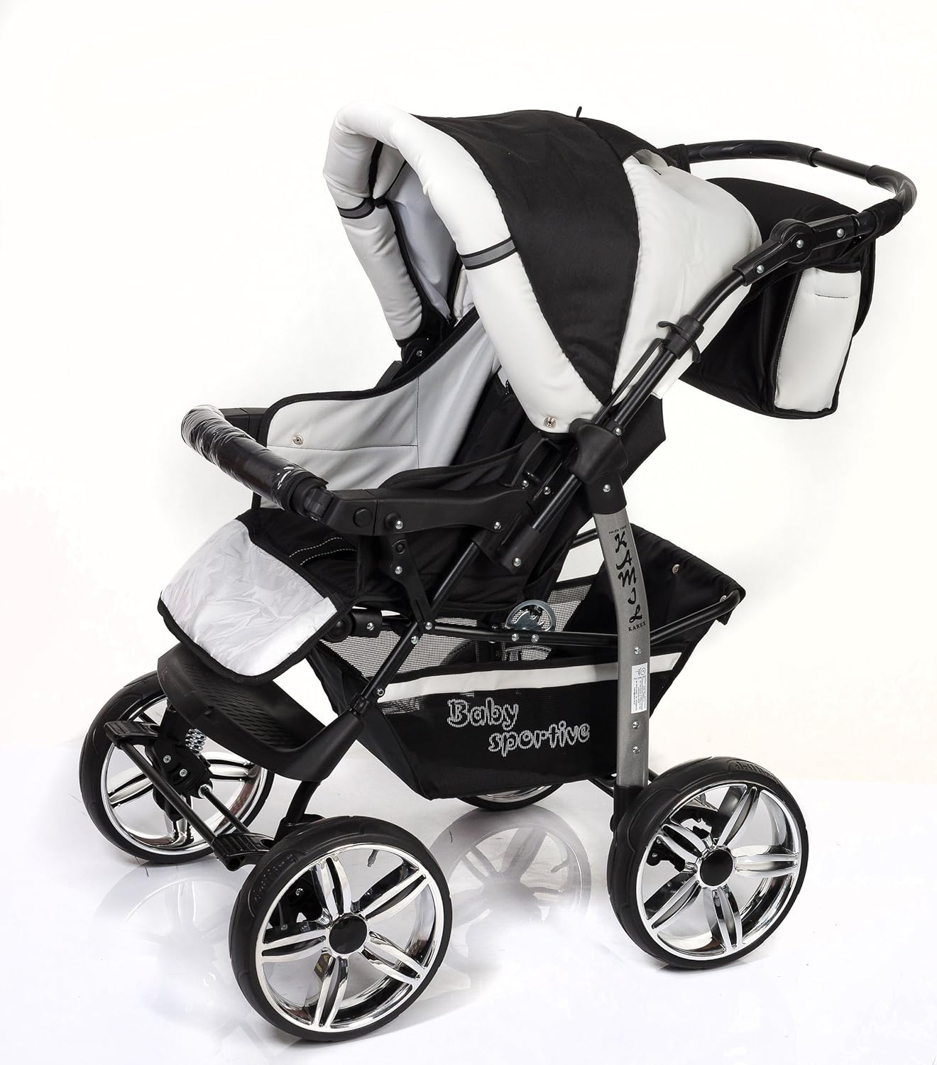black and white pram