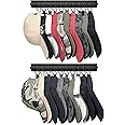 Mkono Hat Rack for Wall Wooden Baseball Caps Organizer with 20 Hooks Rustic Cowboy Hat Hanger Wall Mounted Caps Display Rack for Closet Bedroom Entryway, Set of 2, Black