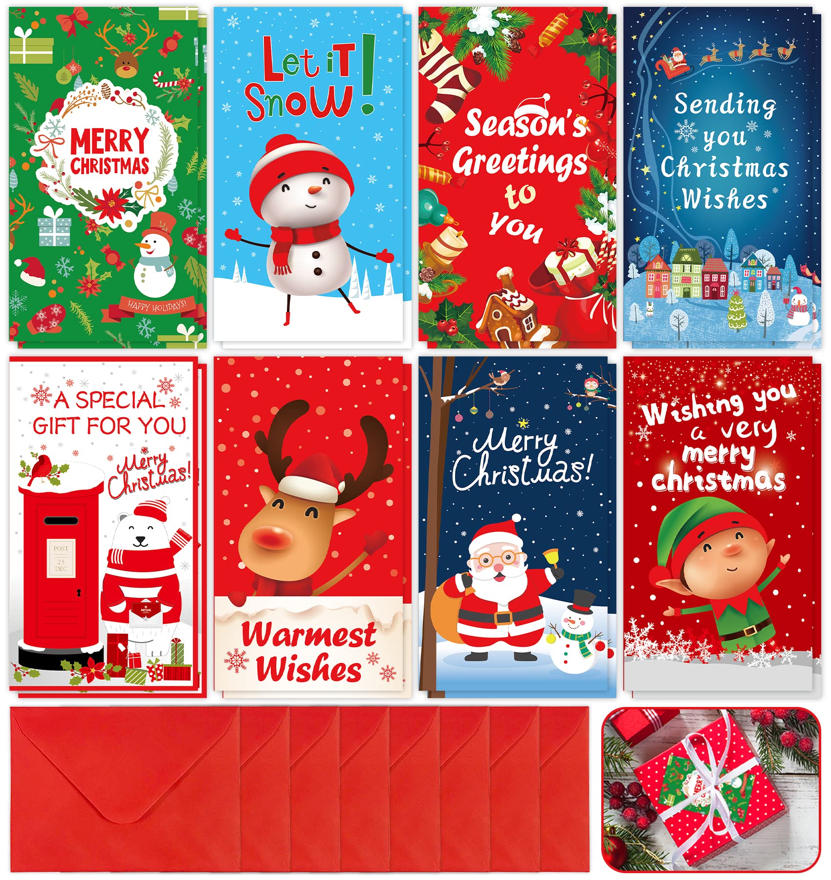 Funnlot 16pcs Christmas Money Wallets Christmas Wallets for Cash Gifts with Envelopes Christma s Money Cards Cash Wallets for Kids Family Envelopes with Stickers