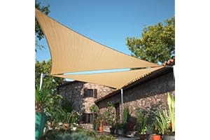 ShadeMart 14' x 14' x 14' Sand Triangle Sun Shade Sail SMSLT Canopy Fabric Cloth Screen, Water Air Permeable & UV Resistant, Heavy Duty, Carport Patio Outdoor - (We Customize Size)