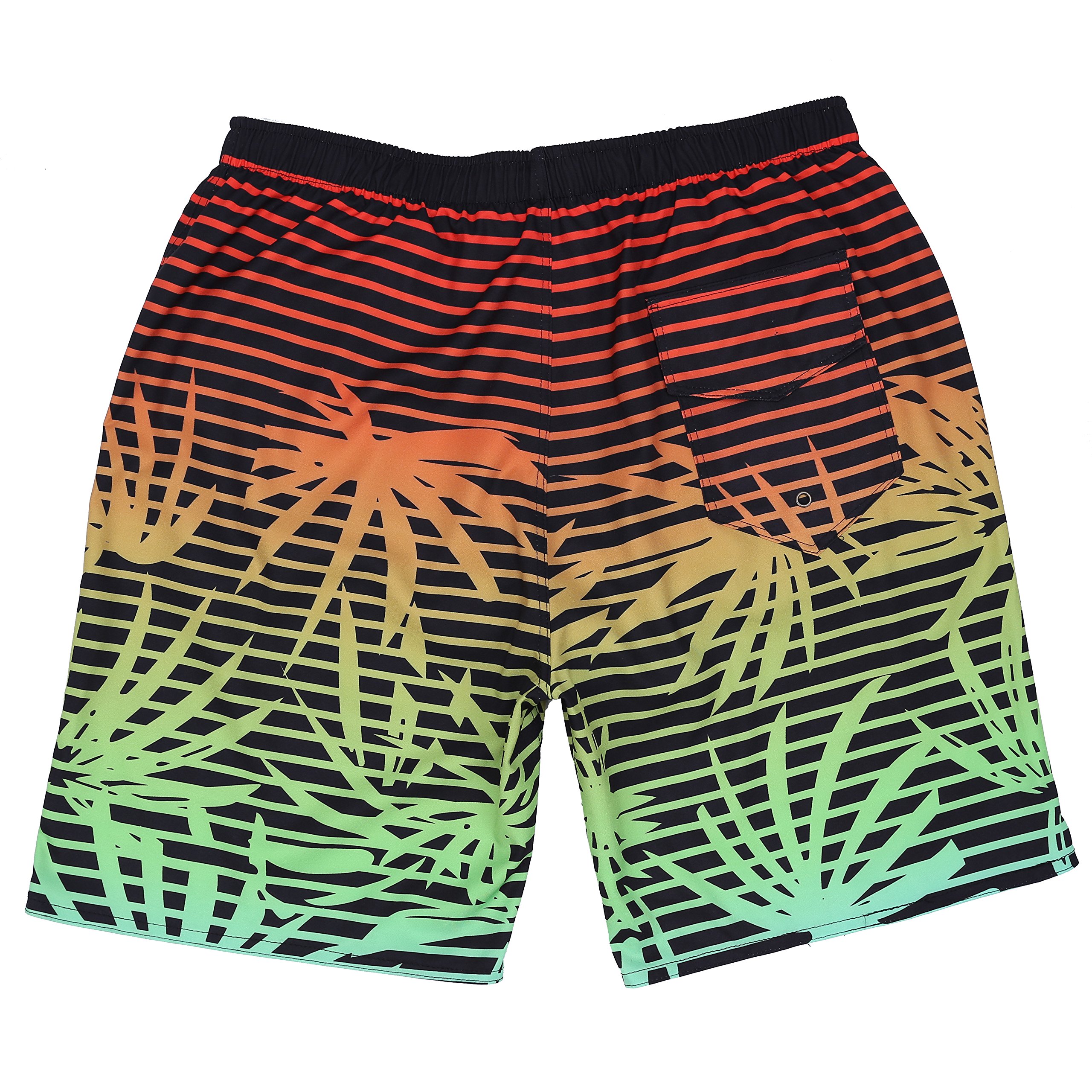 youvimi Men\'s Striped Printed Beach Shorts Swim Trunks With Mesh Lining