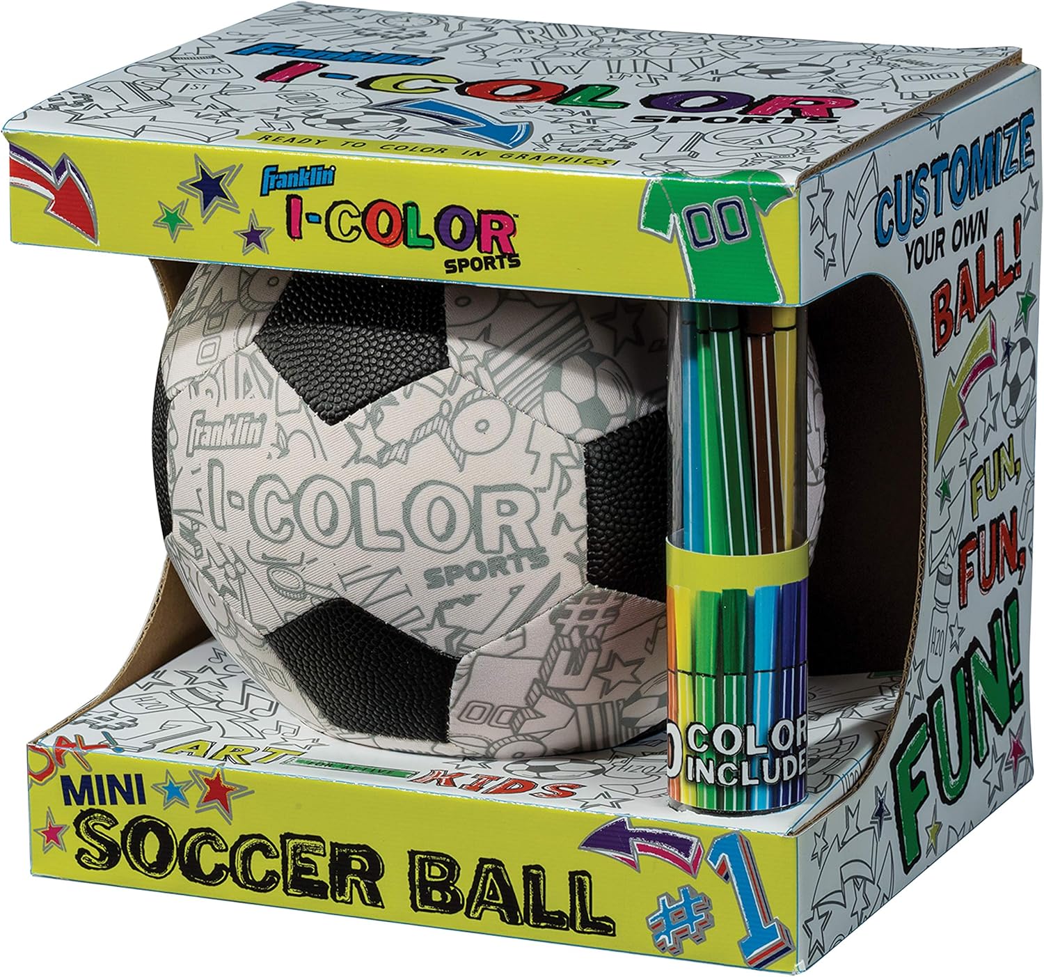 Franklin Sports I-Color Sports Ball &ndash; Customize Your Own Ball &ndash; Football, Basketball, or Soccer Ball