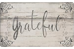 SoHome Cozy Living Anti-Fatigue Kitchen Mat for Floor, Grateful Farmhouse Rustic Wood Themed Cushioned Kitchen Runner Rug Mat, Stain Resistant, Easy Wipe Clean, 1/2 Inch Thick, 20" x 36", Beige