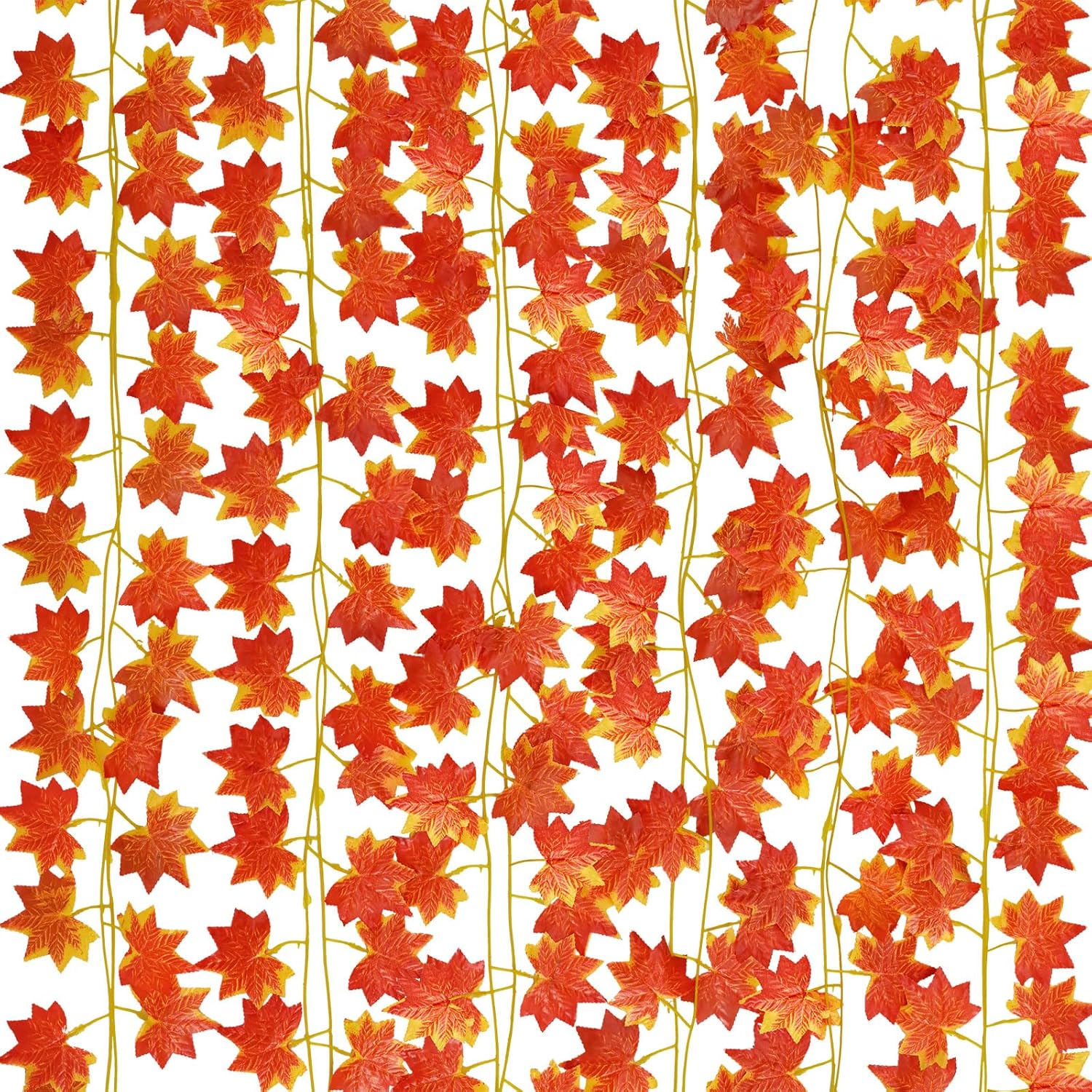 Wreaths, Garlands & Swags - Dolicer 12 Pack Fall Maple Leaf Garland, 6.9 Ft Artificial Fall Garland, Autumn Foliage Hanging Vines Fall Leaves Vines Thangksgiving Maple Leaves Garland for Home Fireplace Thanksgiving Decor