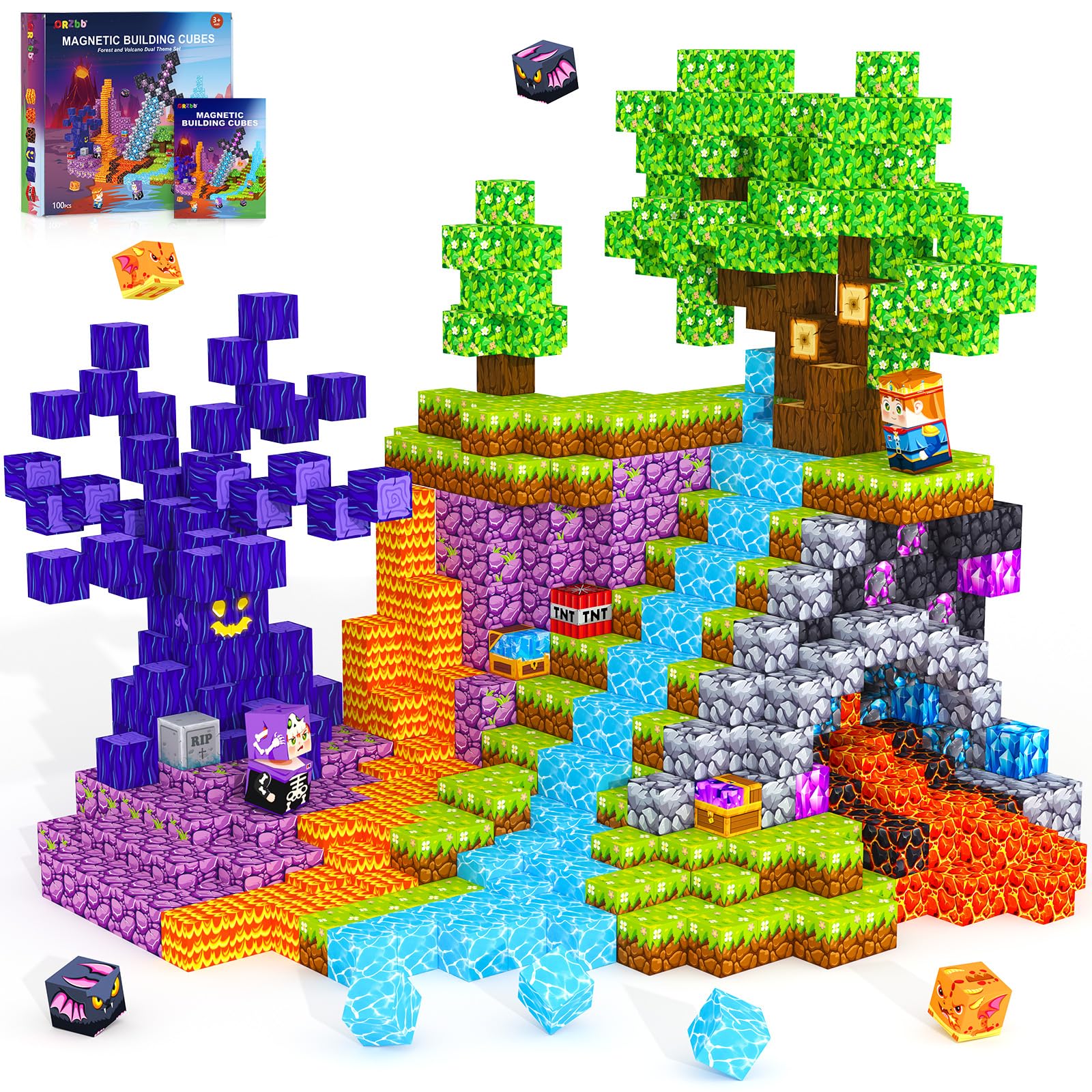 ORZbb Magnetic Blocks, Kids Magnetic Building Cubes Toys for 3-13 Year Old Boys Girls, Montessori Sensory STEM Toddler Construction Toys Christmas Birthday Party Gifts. Image