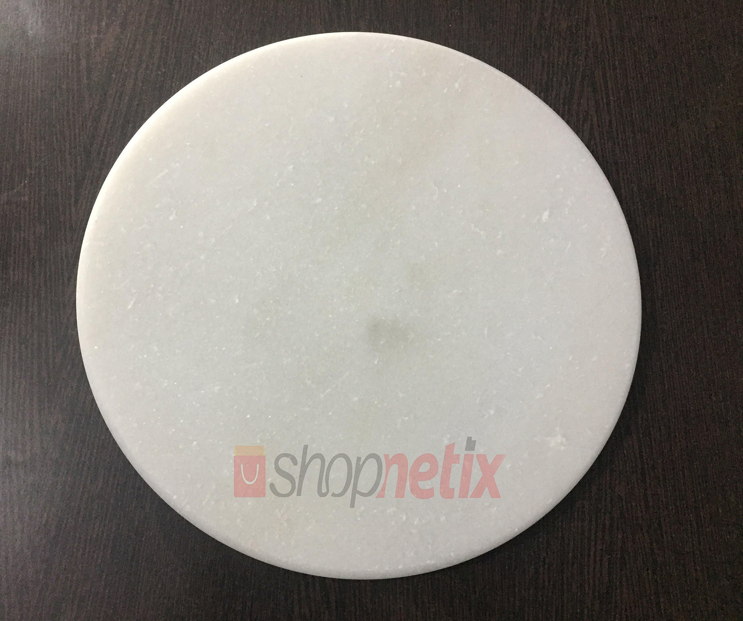 Shopnetix Handmade Marble Chakla for Roti Maker (11-inch, White)