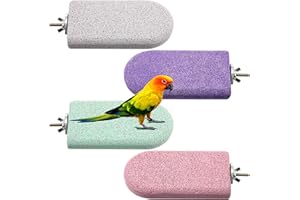 HappyAlley Bird Beak Grinding Stone, Pumice Lava Ledge for Birds, Chinchillas, Hamsters, Parrots, Bird Perch Stand Climbing Ledge, Teeth & Beak Grinding Block (4 Pack)