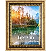 VictoR Picture Frame 5x7 in Gold - Vintage Picture Frame with shatterproof Acrylic Glass - 5 x 7 Photo Frame Baroque