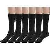 Silky Toes Cotton Diabetic Dress Socks for Men Non Binding Seamless Crew Socks, 3 or 6 Pk Multi Colors Big Sizes