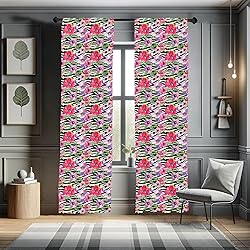 Lunarable Zebra Print Window Curtains, Tropical
