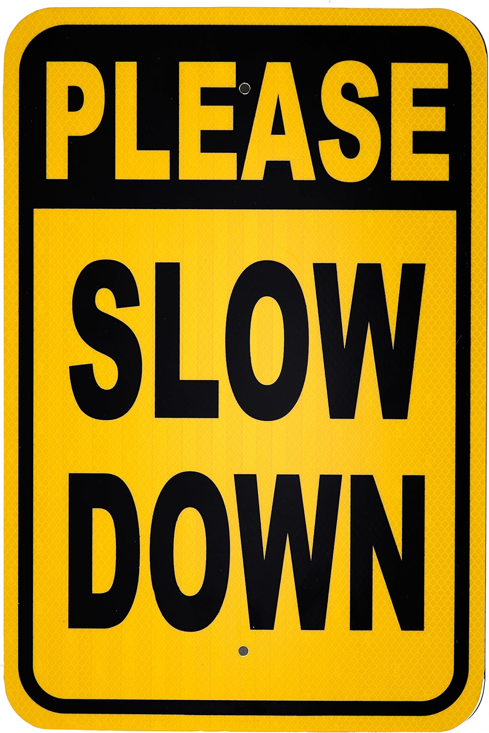 KCHEX Please Slow Down Sign | 12" X 18", Heavy Duty Aluminum Outdoor Sign For Streets And Neighborhoods | Highly Reflective Please Slow Down Road Sign For Yards | Sturdy Aluminum Backing