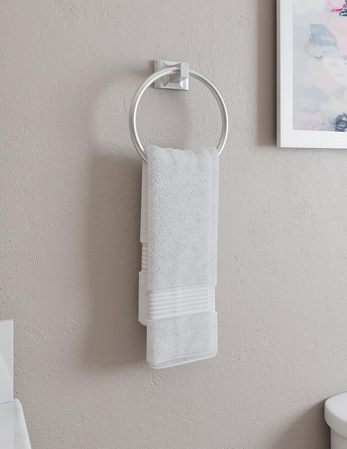 Design House 539163 Millbridge Wall-Mounted Towel Ring for Bathroom, One Size, Satin Nickel - - 