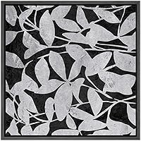 SIGNWIN Framed Canvas Wall Art Trachelospermum Leaves Botanical Plants Block Print Abstract Modern Closeup Dramatic Black and White for Living Room, Bedroom, Office - 16