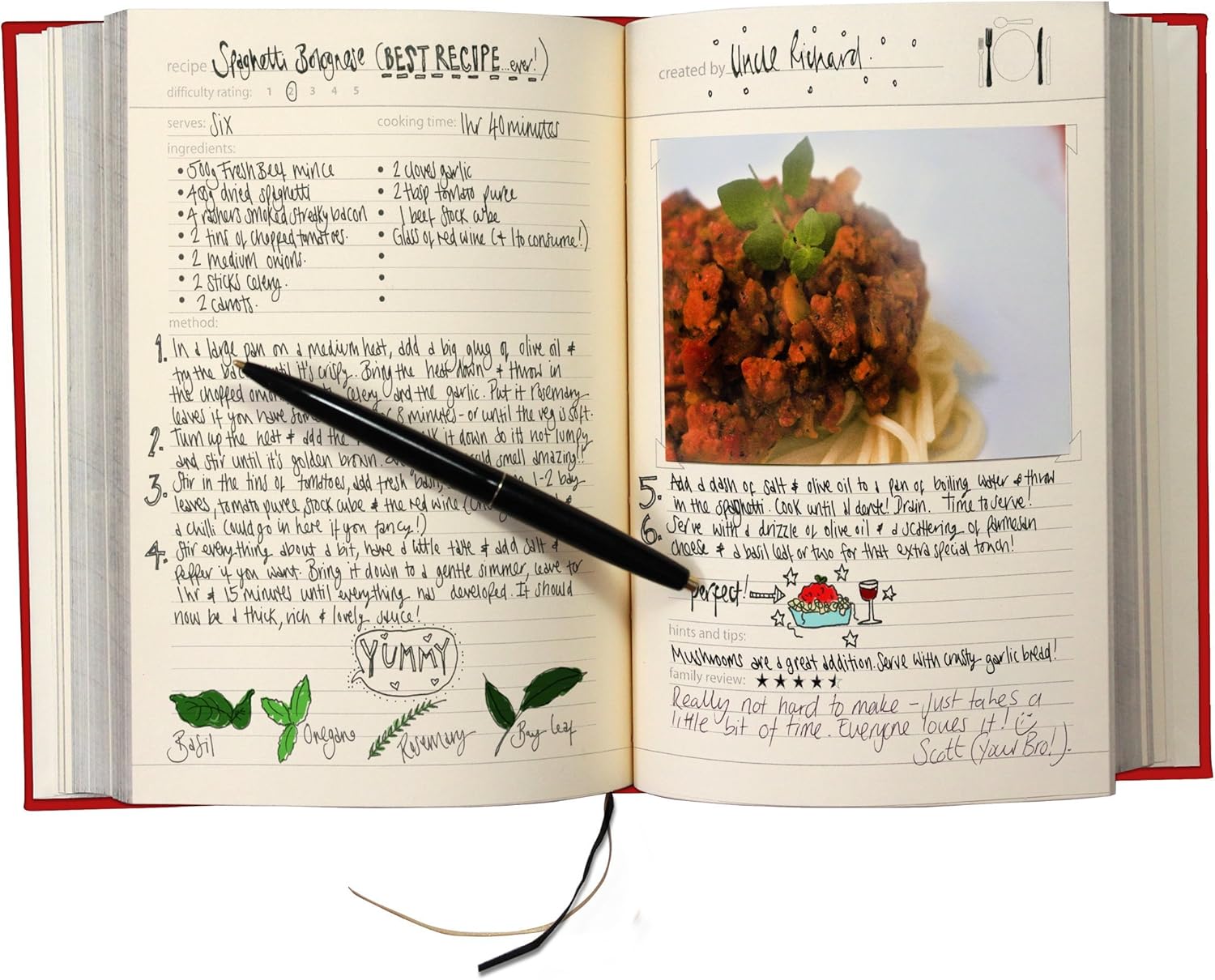 Suck UK Recipe Book For Own Recipes, Red, 16x22x3 cm - Image 3